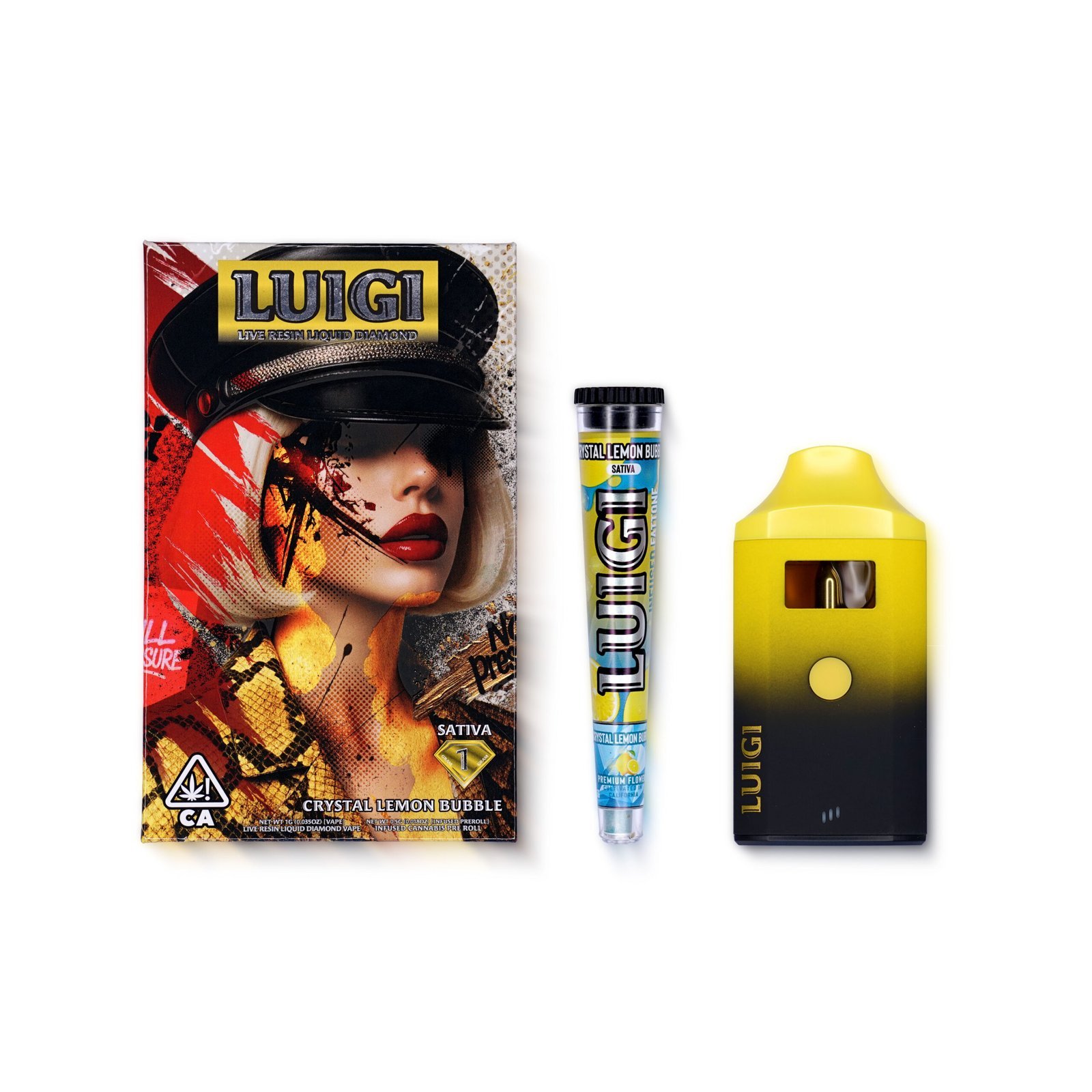 Luigi Series 2 Crystal Lemon Bubble 2G Disposable β Strongest THC Vape