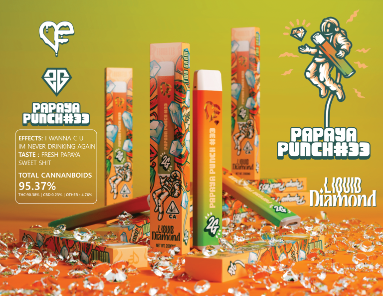 Favs Papaya Punch #33 2G Liquid Diamond – Strongest THC Vape