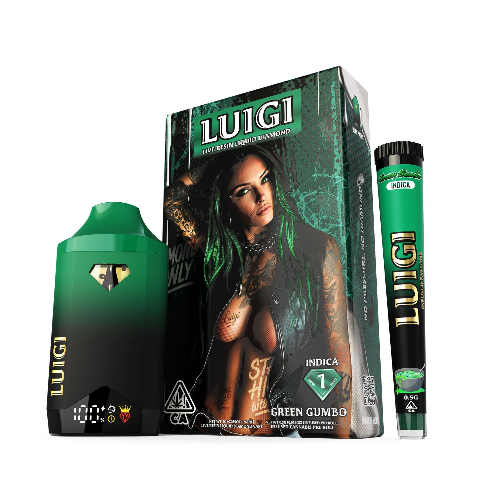 Luigi Series 6 Green Gumbo 2G Disposable β Strongest THC Vape
