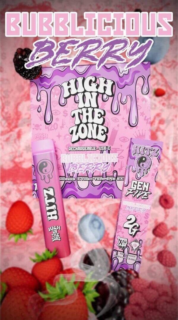 Hitz Liquid Diamonds Bubblicious Berry 2G Disposable – Strongest THC Vape