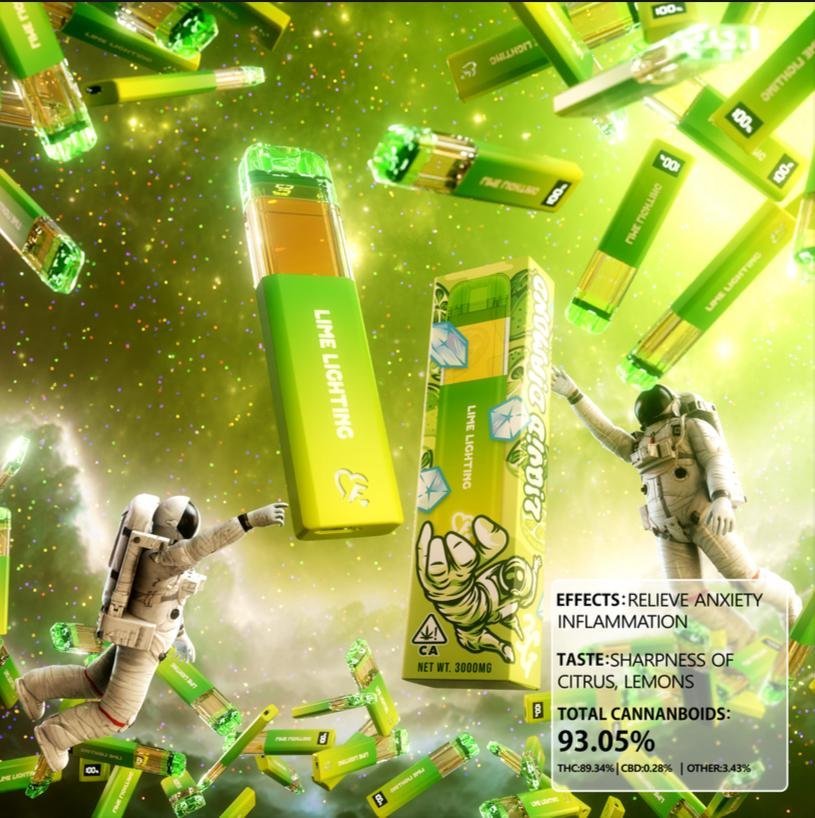Favs 3G Lime Lightning 3G Disposable (Sativa) β Strongest THC Vape