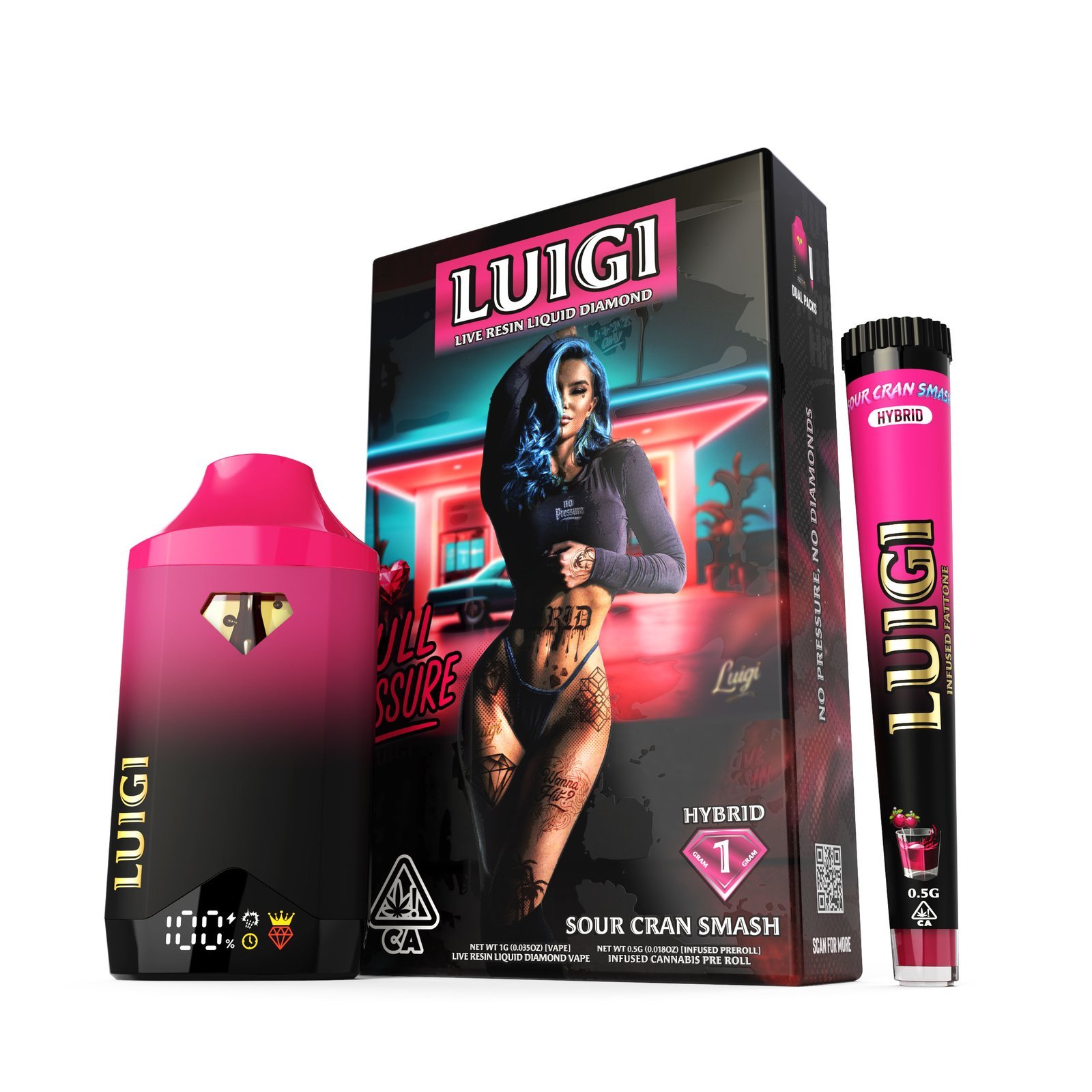 Luigi Series 6 Sour Cran Smash 2G Disposable β Strongest THC Vape