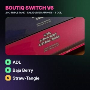 Boutiq V6 ADL / Baja Berry / Straw-Tangie 2G Triple Tank – Strongest THC Vape
