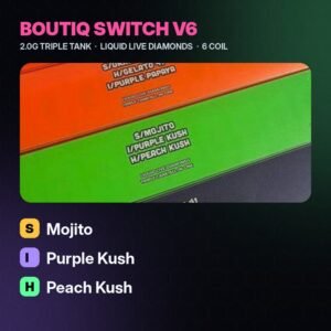 Boutiq V6 Mojito / Purple Kush / Peach Kush 2G Triple Tank – Strongest THC Vape
