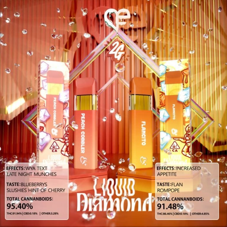 Favs Peach Cobbler & Flancito 2G Liquid Diamond – Strongest THC Vape